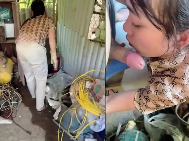 Chị lao công dọn kho nứng quá cởi quần đòi bú